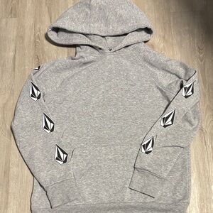 Volcom Heather Gray Hoodie with Iconic Sleeve Design